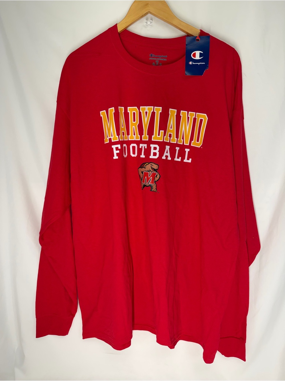 Champion Red Maryland Football Long-Sleeve Tee